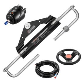 150HP Hydraulic Outboard Steering Kit, Marine Boat Hydraulic Steering System with 13.5-inch Steering Wheel, Helm Pump