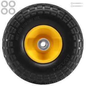 Solid PU Run-Flat Tire Wheel, 10", 2-Pack, 400 lbs Dynamic Load, 450 lbs Static Load, Flat Free Tubeless Tires and Wheels for Hand Truck, Utility