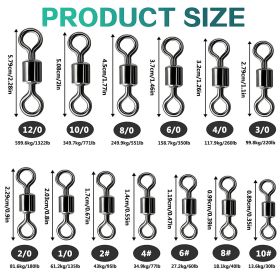 100pcs/pack Stainless Steel Rolling Swivel Connector; 30Lb-1322 Lb High Strength Fishing Rolling Barrel Swivels Fishing Tackle Accessories For Sa (size: 1/0#, 135lb)